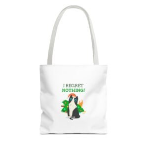No Regrets Dog Graphic with Bold Typography and Playful Attitude - Tote Bag