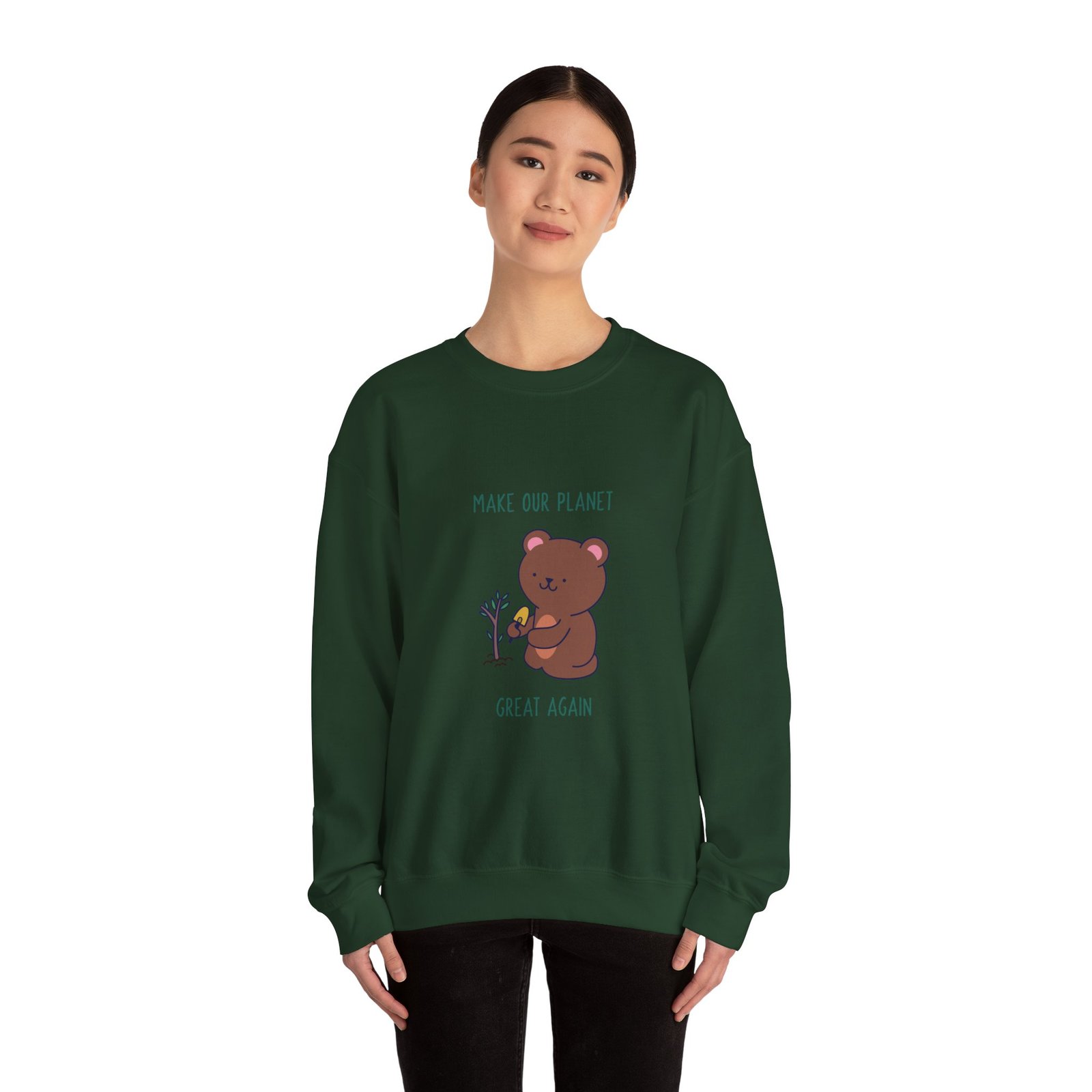 Make Our Planet Great Again Caring Bear Environmental Design - Sweatshirt - Image 8