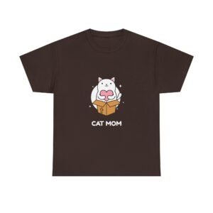 Cute Cat Mom Illustration with Cat in a Box Design - T-shirt