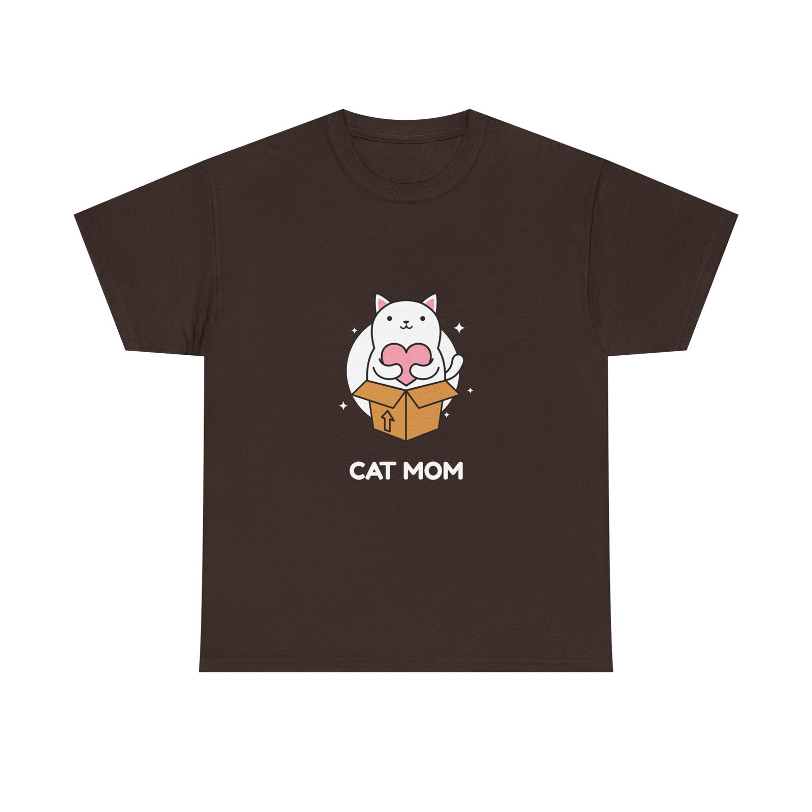 Cute Cat Mom Illustration with Cat in a Box Design - T-shirt