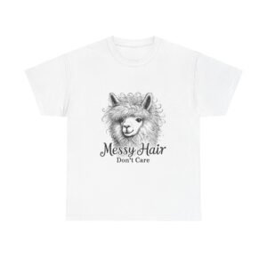 Messy Hair Don’t Care Black Llama Funny Graphic - T-shirt