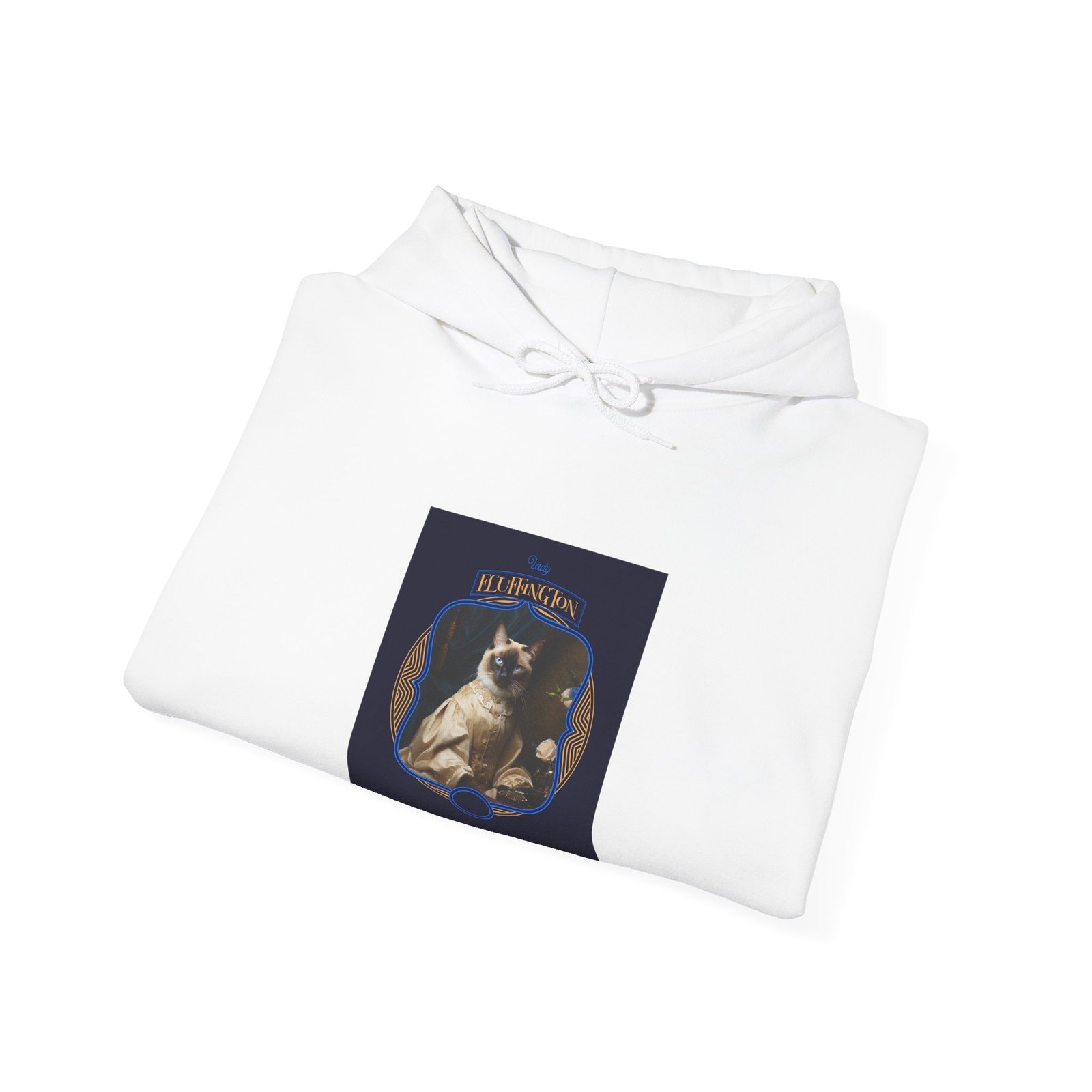 Lady Fluffington Cat Humorous Vintage Style Illustration - Hoodie - Image 4