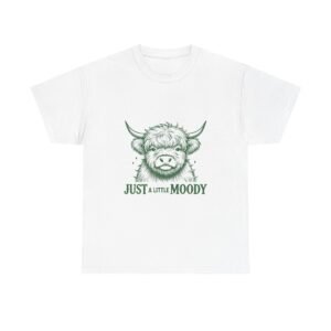 Just A Little Moody Green Cow Face Illustration - T-shirt