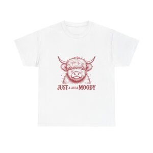 Just A Little Moody Red Cow Face Illustration - T-shirt