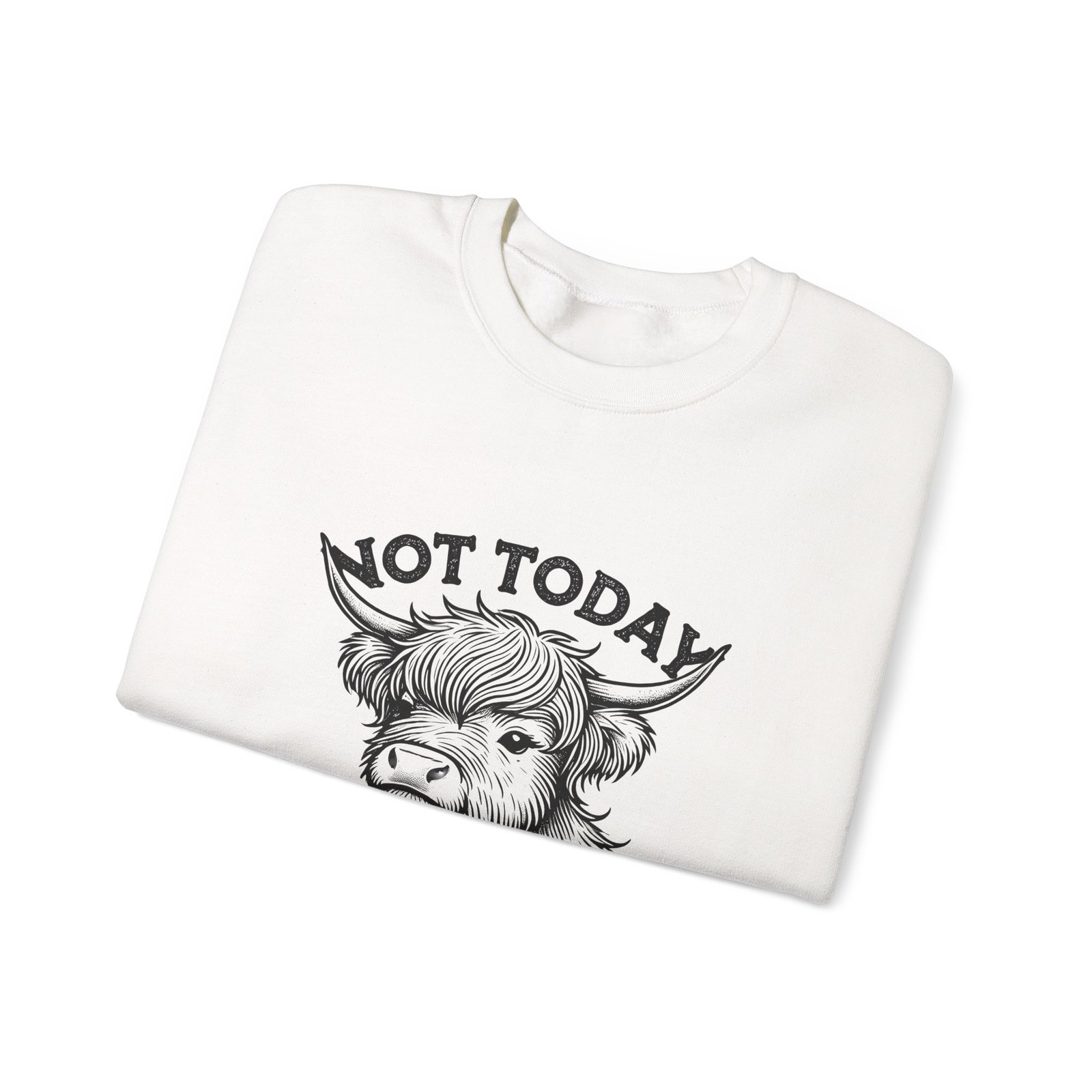 Not Today Heifer Black Cow Drinking Coffee Humorous Design - Sweatshirt - Image 3