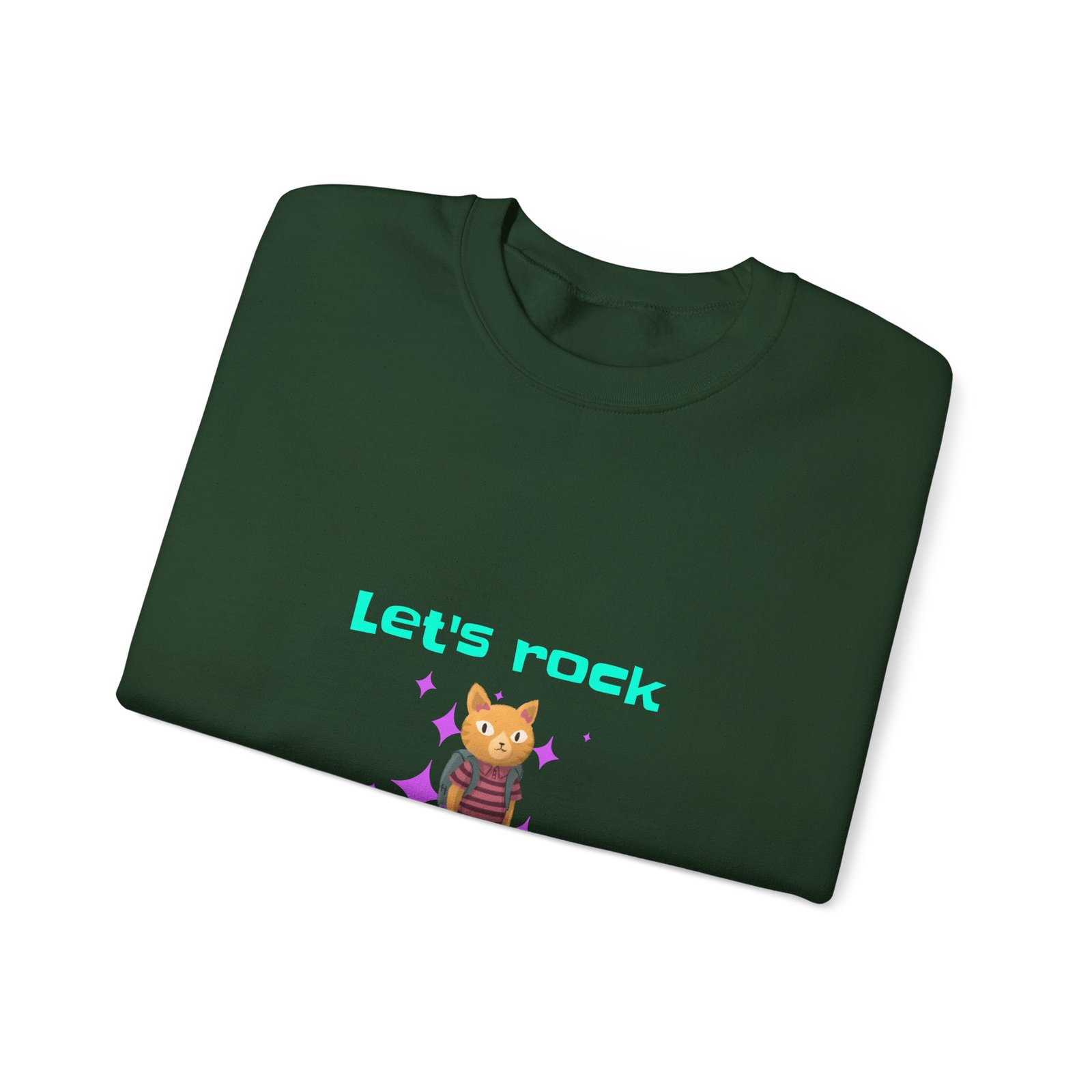 Playful Cat with Let’s Rock This School Graphic - Sweatshirt - Image 7