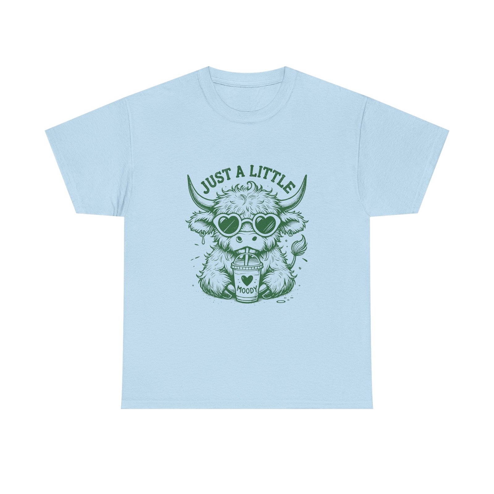 Just a Little Moody Green Cow Wearing Sunglasses Illustration - T-shirt - Image 9