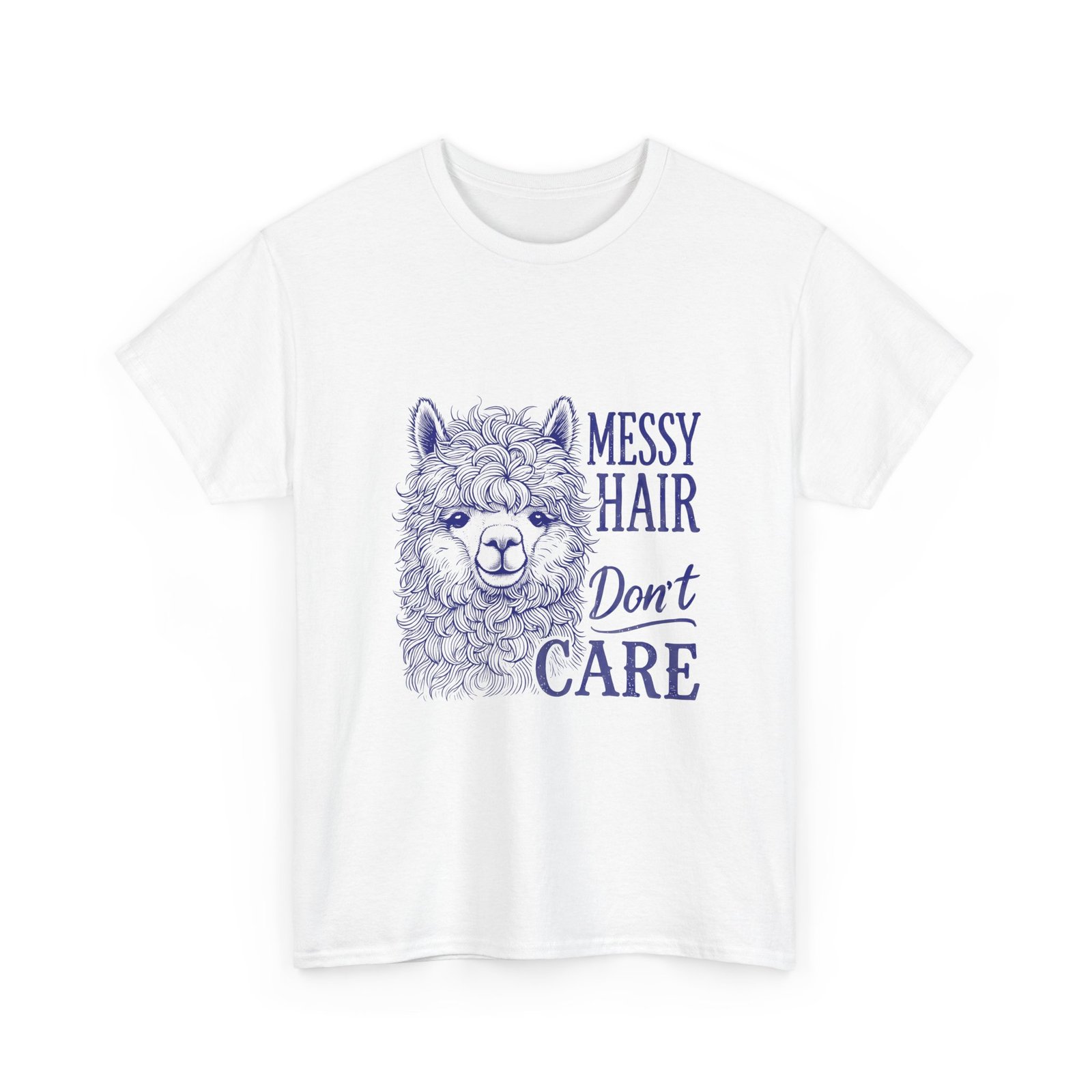 Playful Blue Llama with Messy Hair Illustration - T-shirt - Image 3
