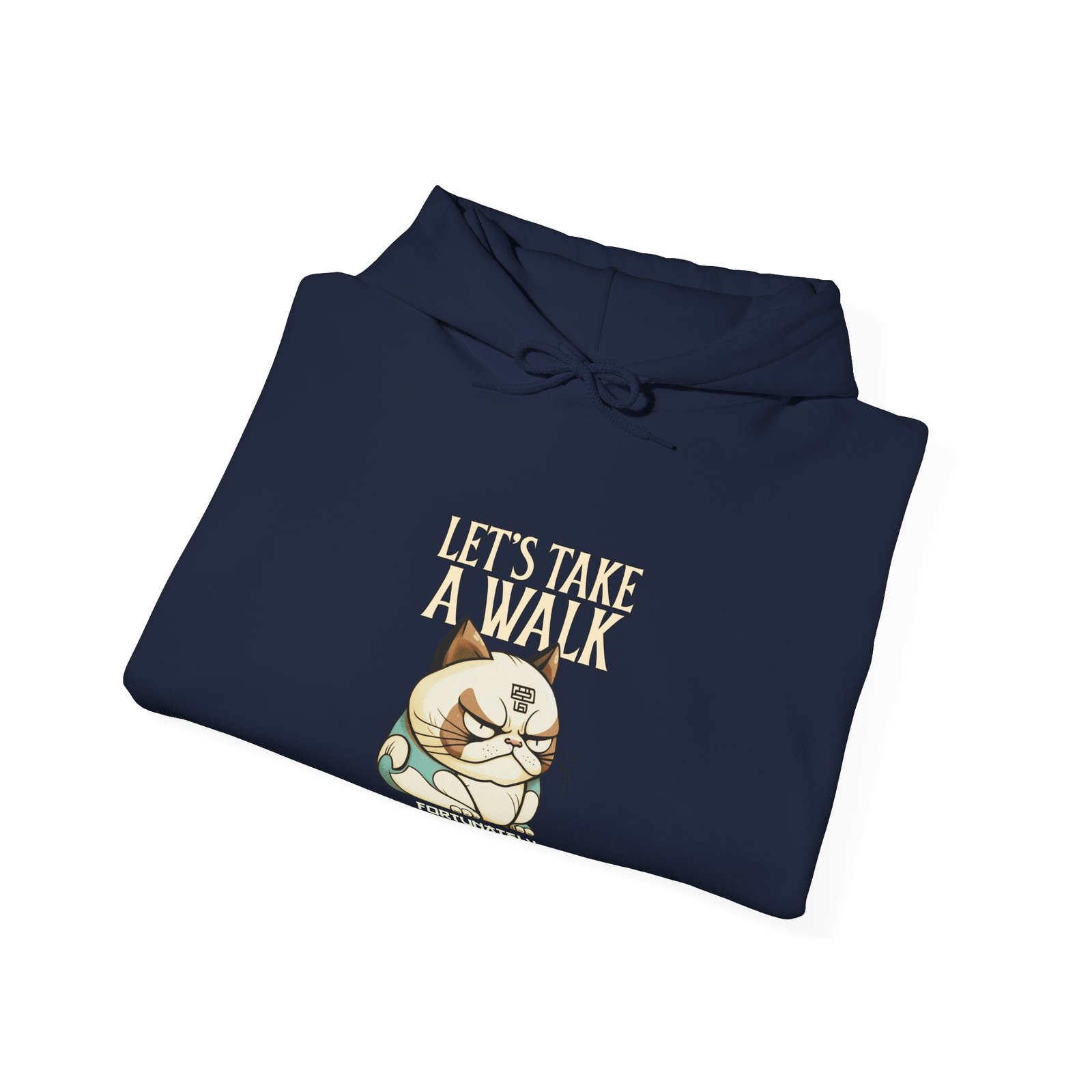Grumpy Cat Illustration with Let’s Take a Walk Quote - Hoodie - Image 12