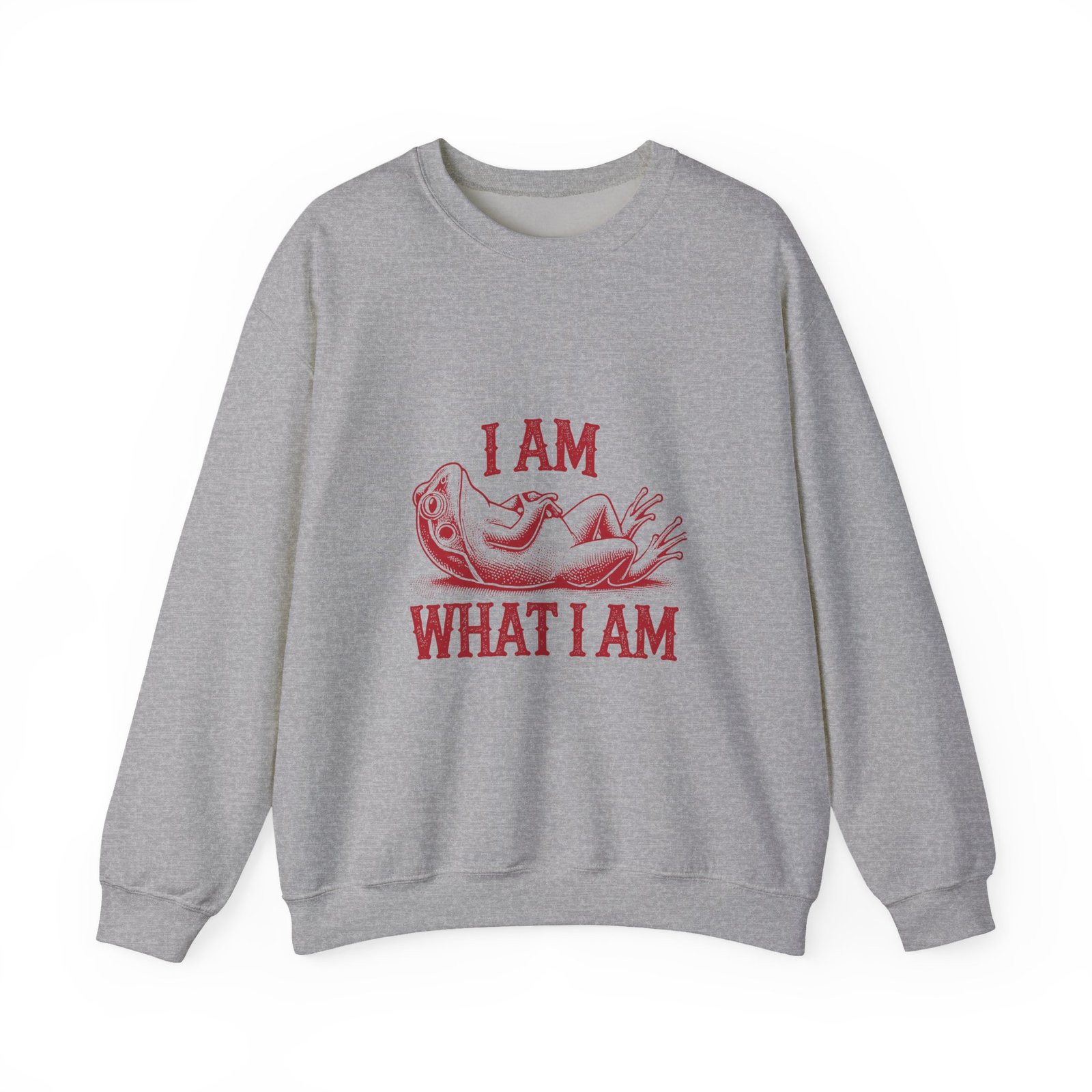 I Am What I Am Red Frog Illustration Bold Statement Design - Sweatshirt - Image 9