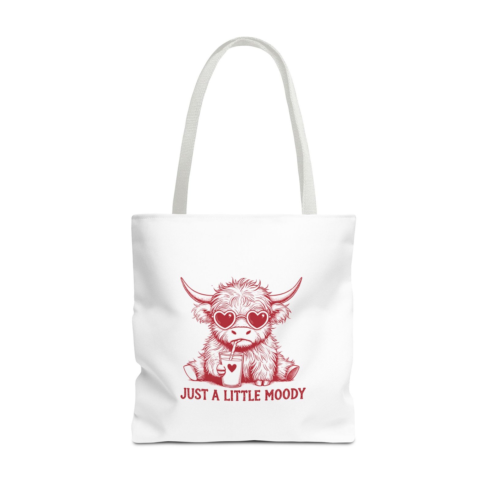 Just a Little Moody Red Cow Funny Cartoon Illustration - Tote Bag - Image 9