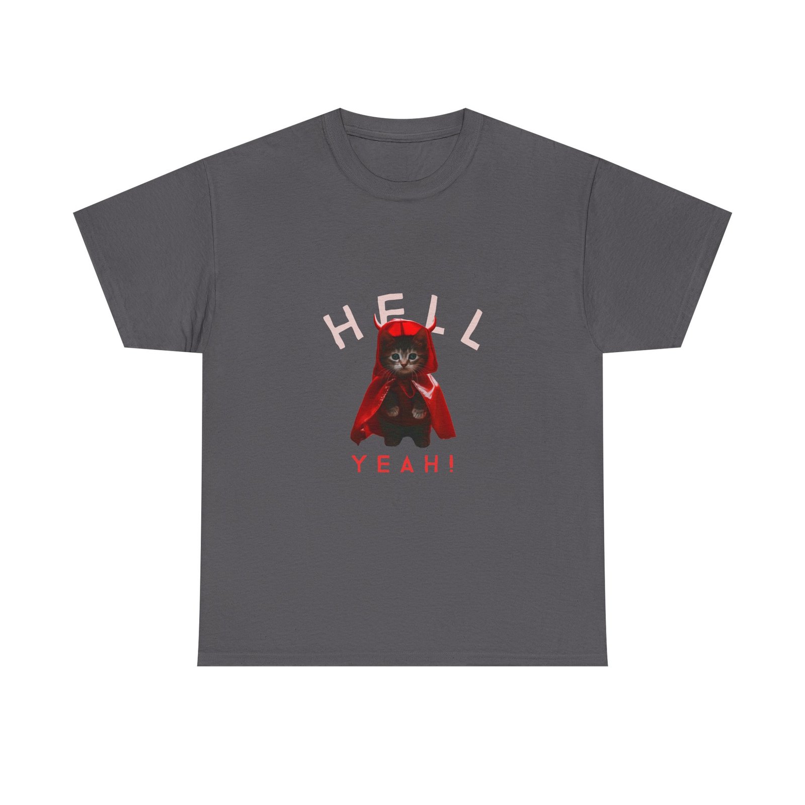 Hell Yeah! Devilish Cat Graphic with Bold Attitude - T-shirt - Image 5