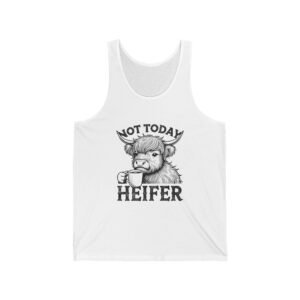 Not Today Heifer Black Cow Drinking Coffee Humorous Design - Tank Top
