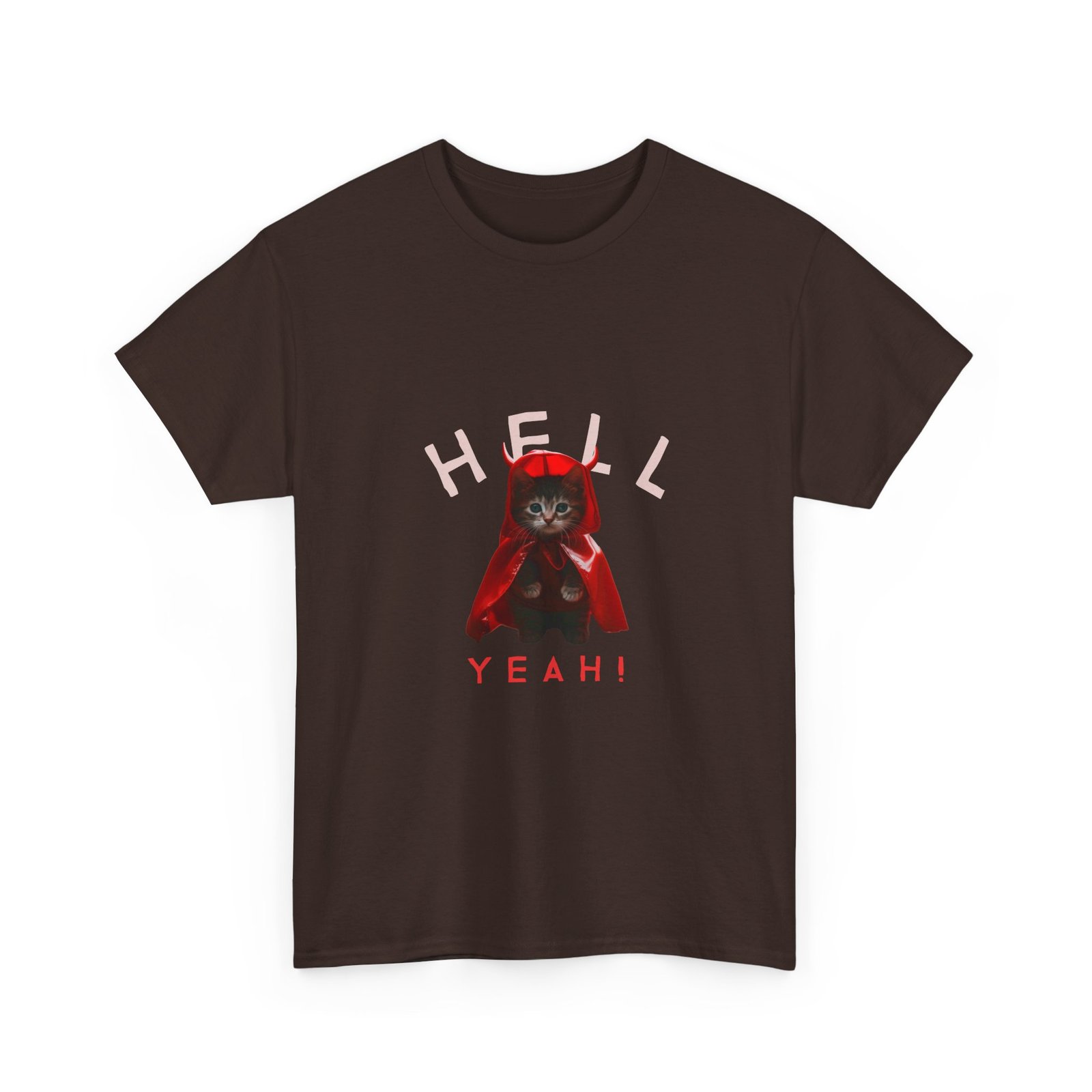Hell Yeah! Devilish Cat Graphic with Bold Attitude - T-shirt - Image 3
