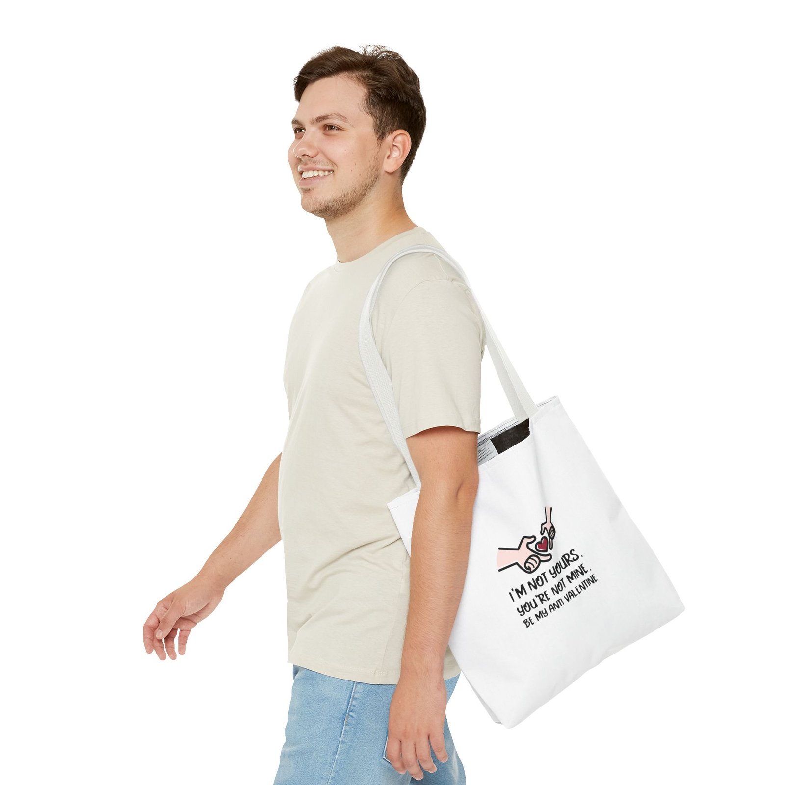 Edgy Anti Valentine Design with Bold Hands and Rebellious Text - Tote Bag - Image 7