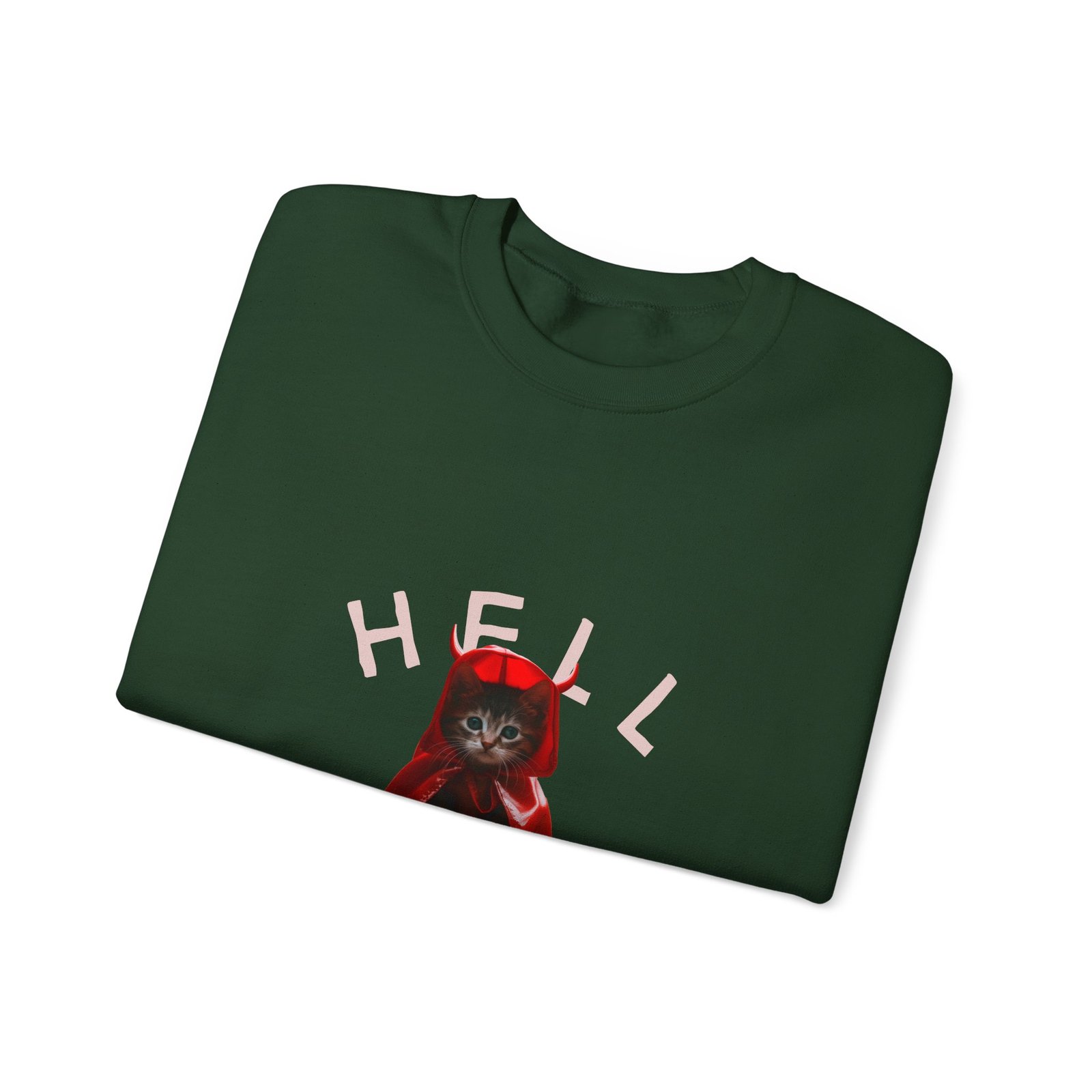 Hell Yeah! Devilish Cat Graphic with Bold Attitude - Sweatshirt - Image 7