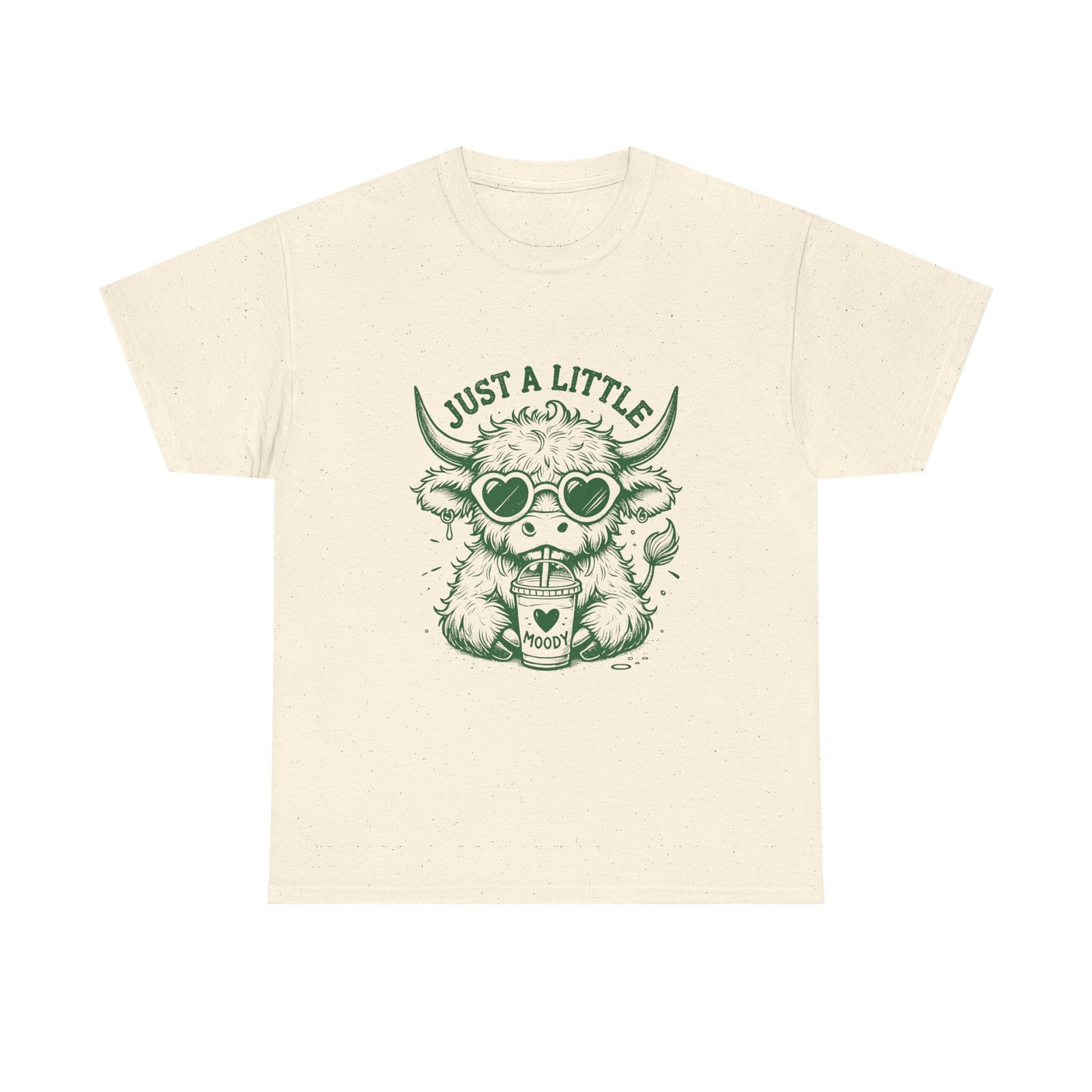 Just a Little Moody Green Cow Wearing Sunglasses Illustration - T-shirt - Image 5