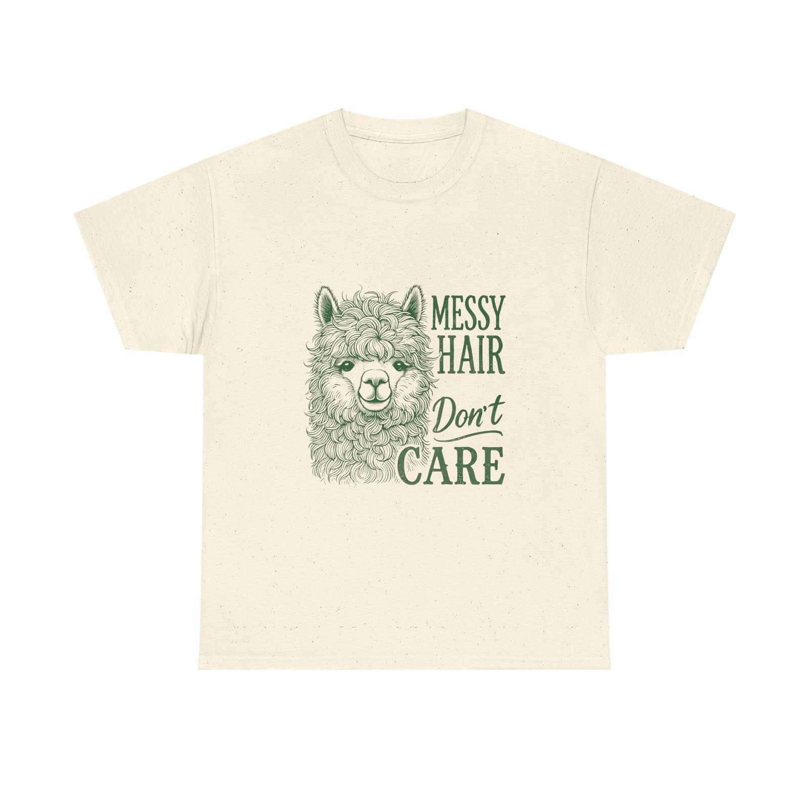 Messy Hair Don’t Care Playful Green Llama Illustration - T-shirt - Image 5