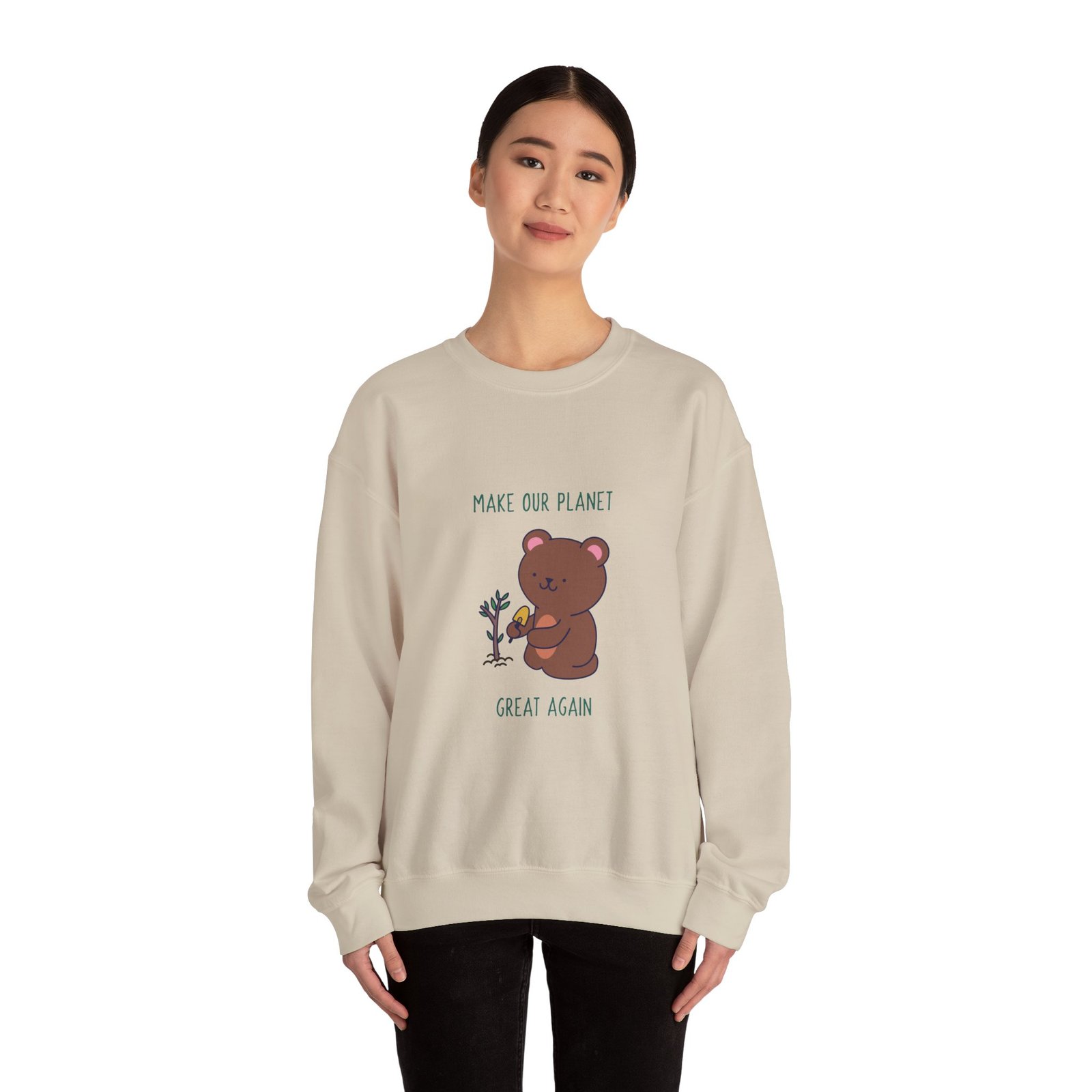 Make Our Planet Great Again Caring Bear Environmental Design - Sweatshirt - Image 8