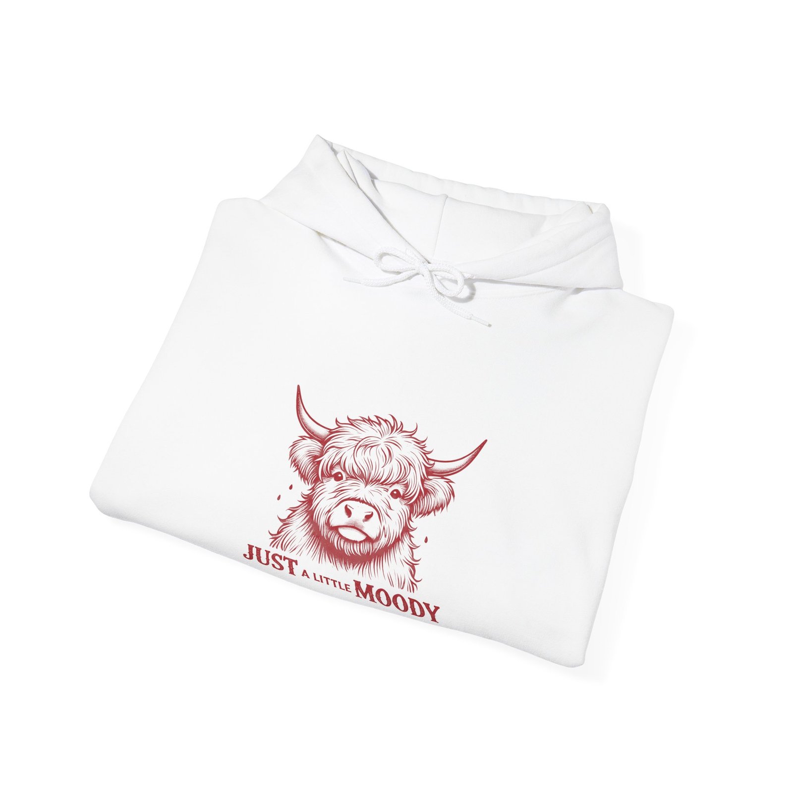 Just A Little Moody Red Cow Face Illustration - Hoodie - Image 4