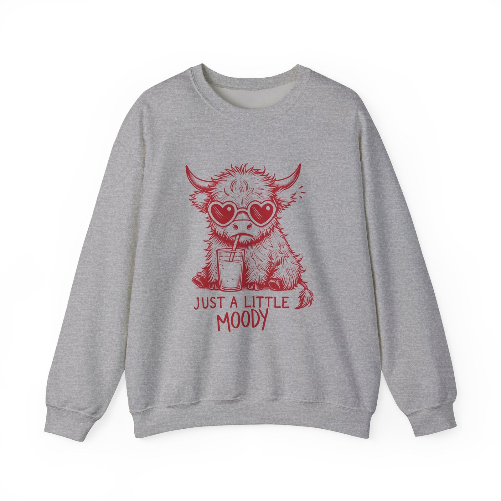 Just a Little Moody Red Cow Drinking Milk Cartoon - Sweatshirt - Image 9