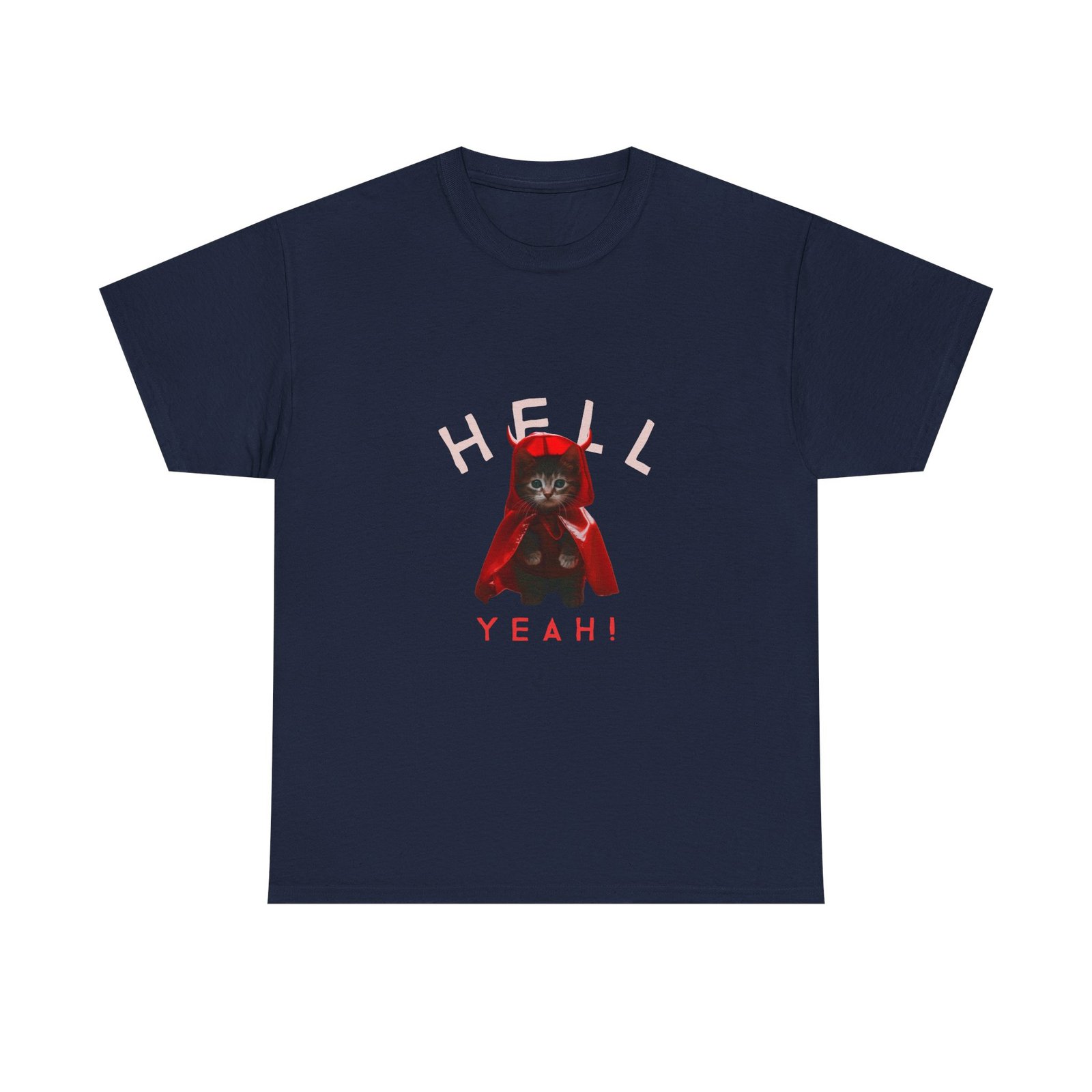 Hell Yeah! Devilish Cat Graphic with Bold Attitude - T-shirt - Image 9