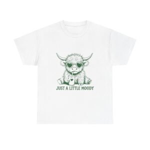 Just a Little Moody Green Cow Cute Farm Animal Illustration - T-shirt