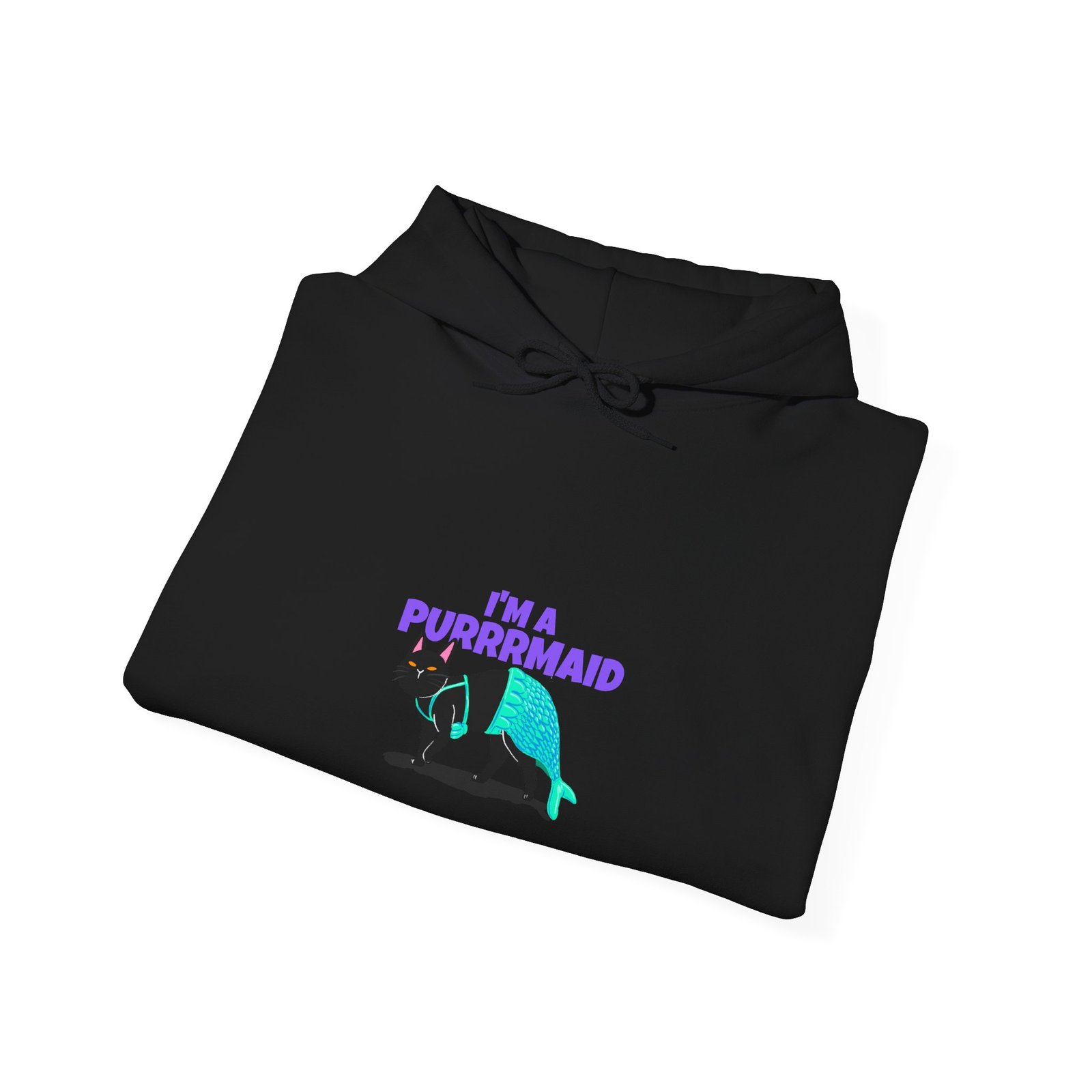 Funny Im A Purrmaid Cat Cartoon Mermaid Design - Hoodie - Image 4