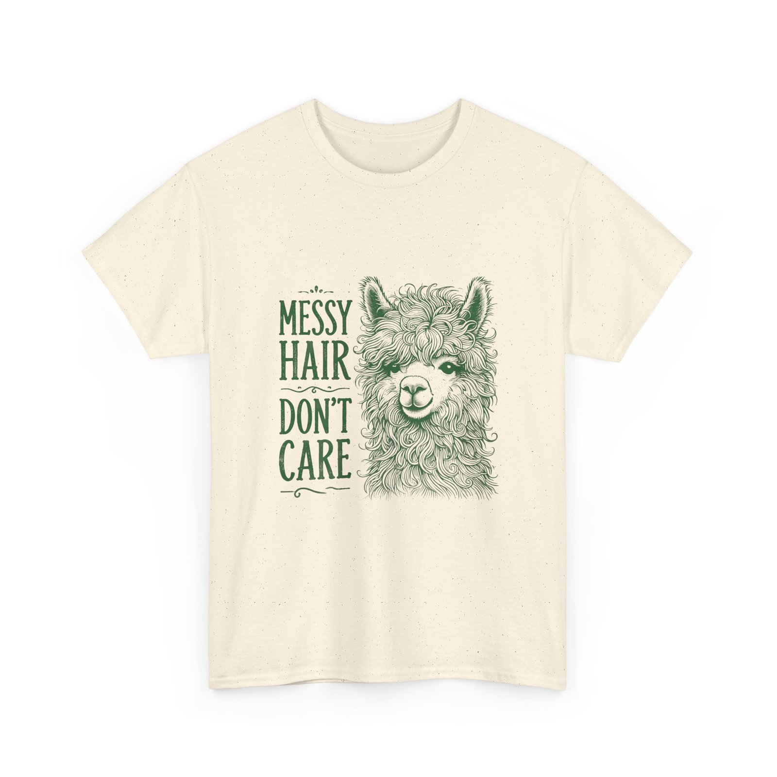 Messy Hair Don’t Care Cute Green Llama Face Illustration - T-shirt - Image 7