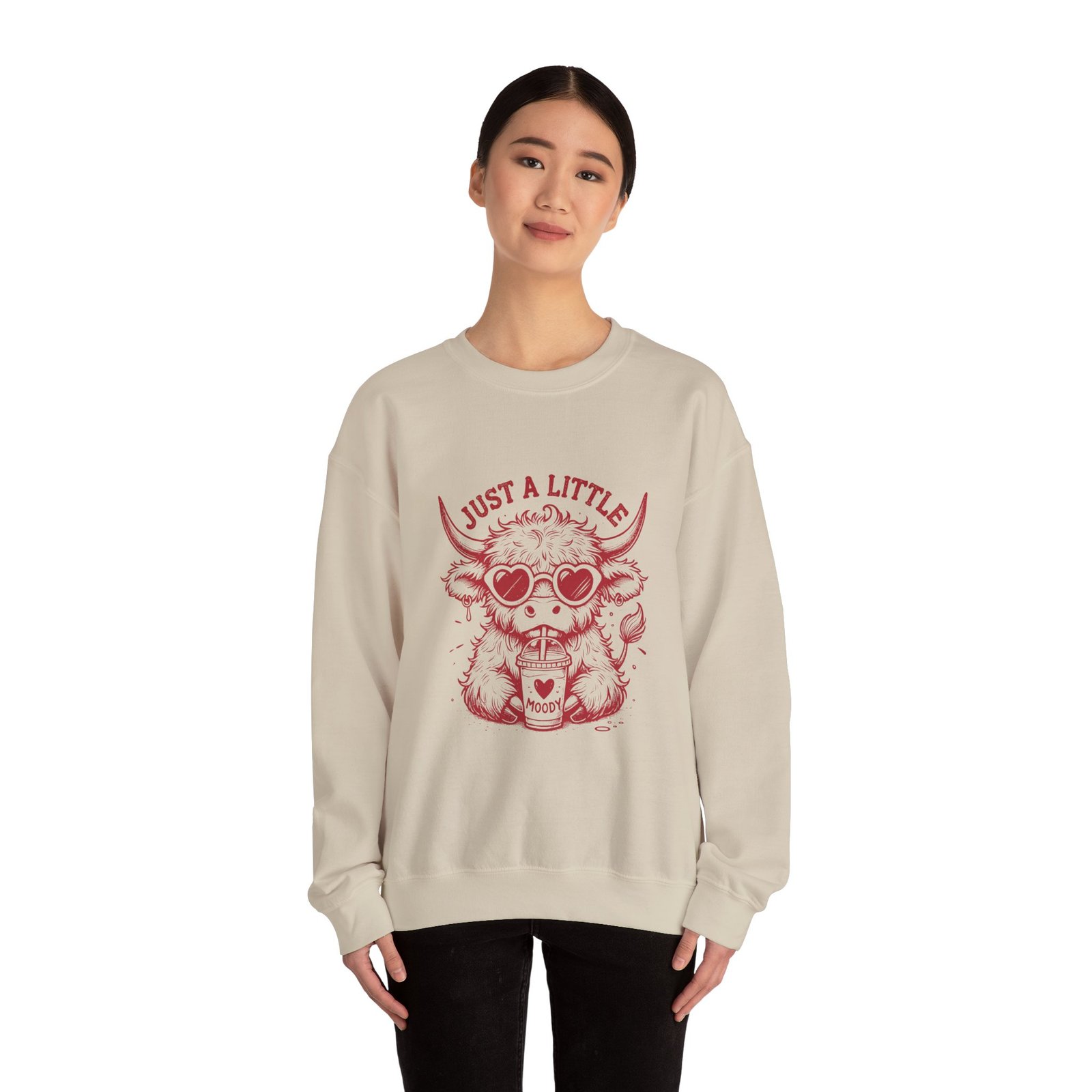 Just a Little Moody Red Cow Wearing Cool Sunglasses - Sweatshirt - Image 8
