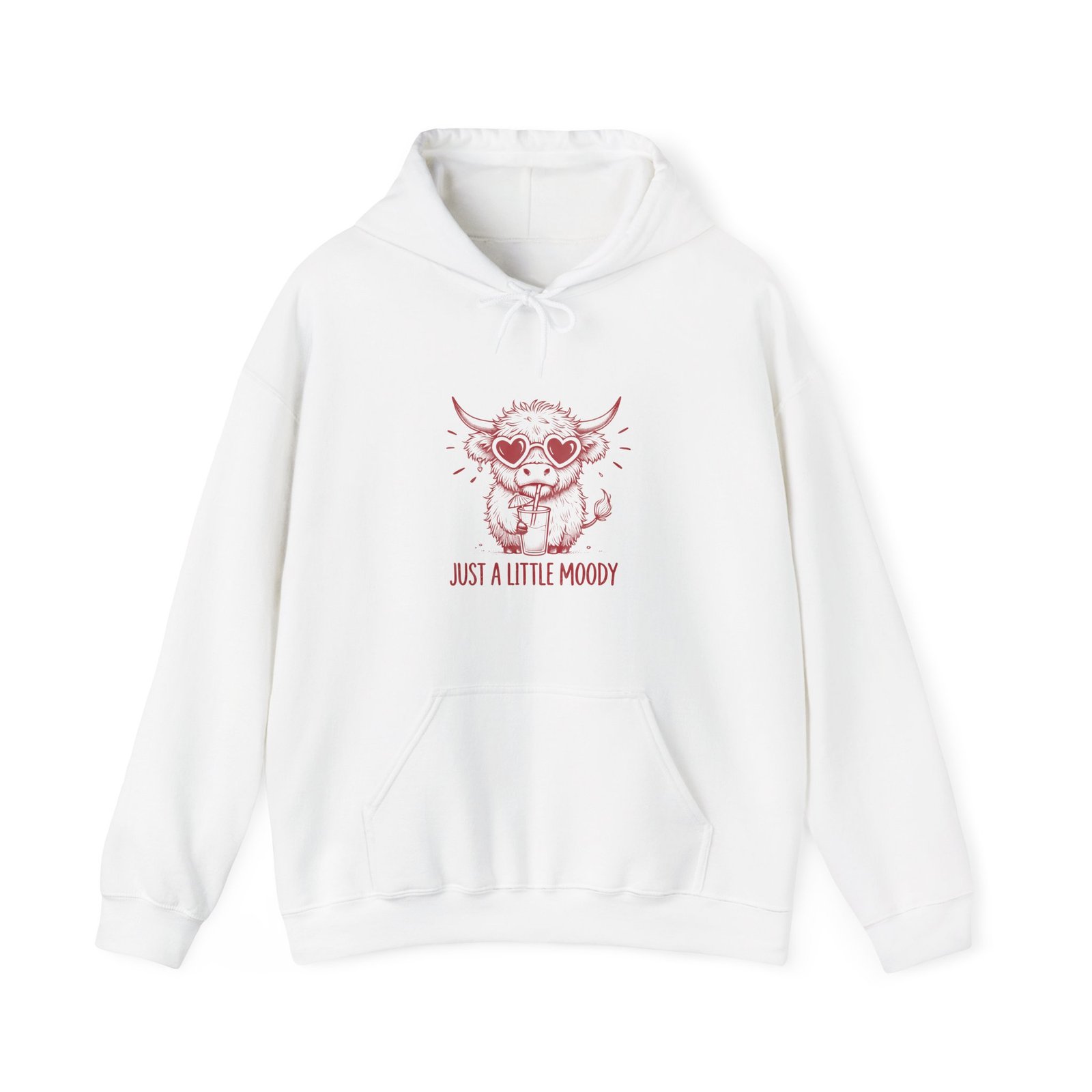 Just a Little Moody Red Cow in the Summer Illustration - Hoodie
