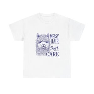 Playful Blue Llama with Messy Hair and Carefree Vibes - T-shirt