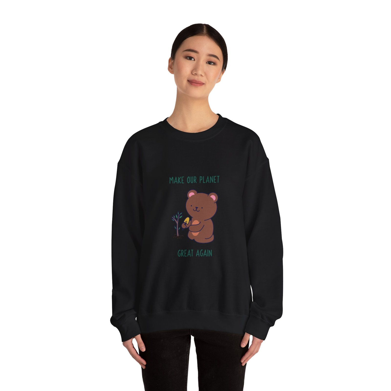 Make Our Planet Great Again Caring Bear Environmental Design - Sweatshirt - Image 4