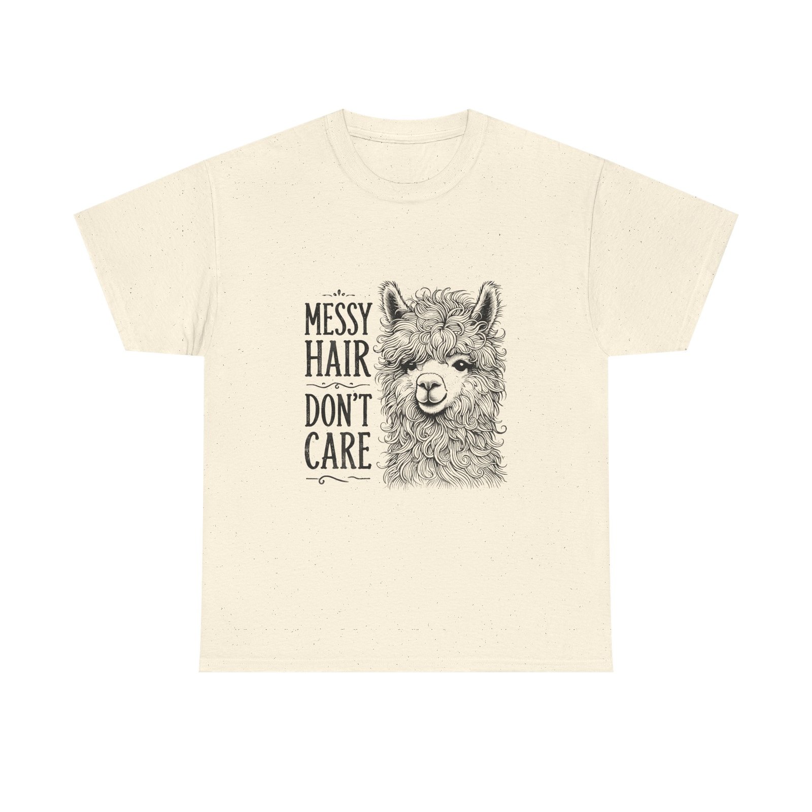 Messy Hair Don’t Care Black Llama Face Illustration - T-shirt - Image 5