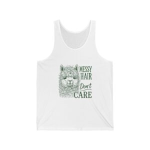 Messy Hair Don’t Care Playful Green Llama Illustration - Tank Top