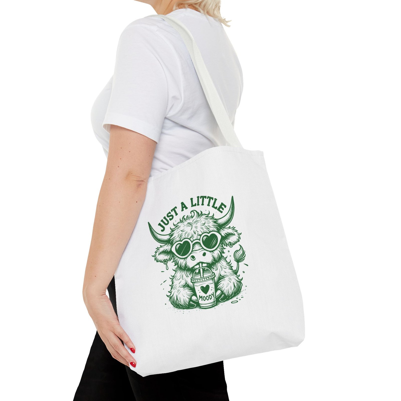 Just a Little Moody Green Cow Wearing Sunglasses Illustration - Tote Bag - Image 8