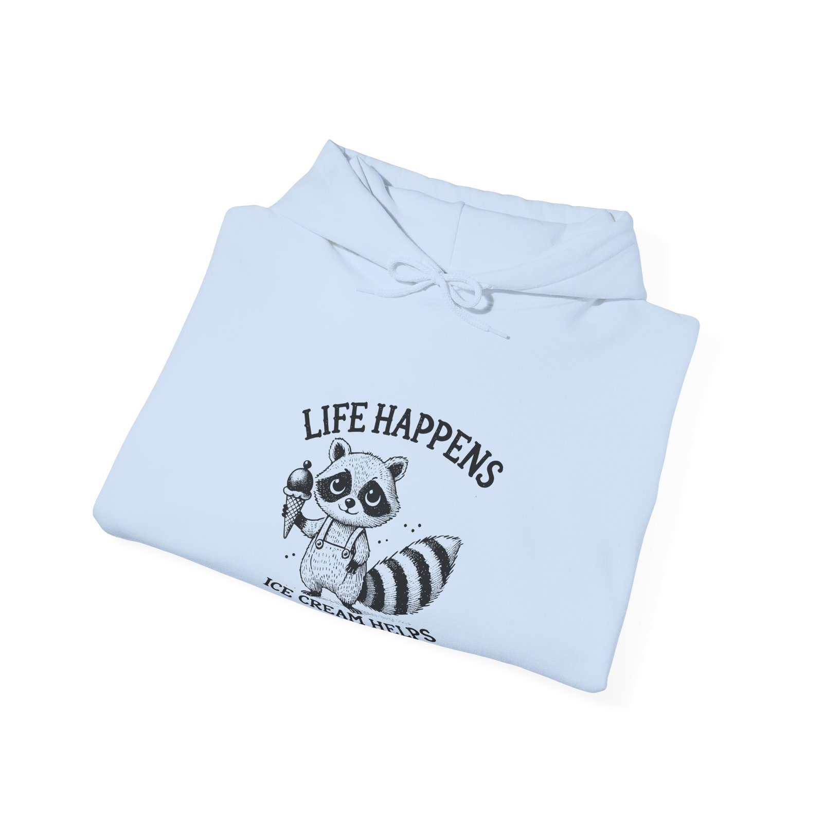 Life Happens Ice Cream Helps Black Raccoon Graphic Design - Hoodie - Image 12