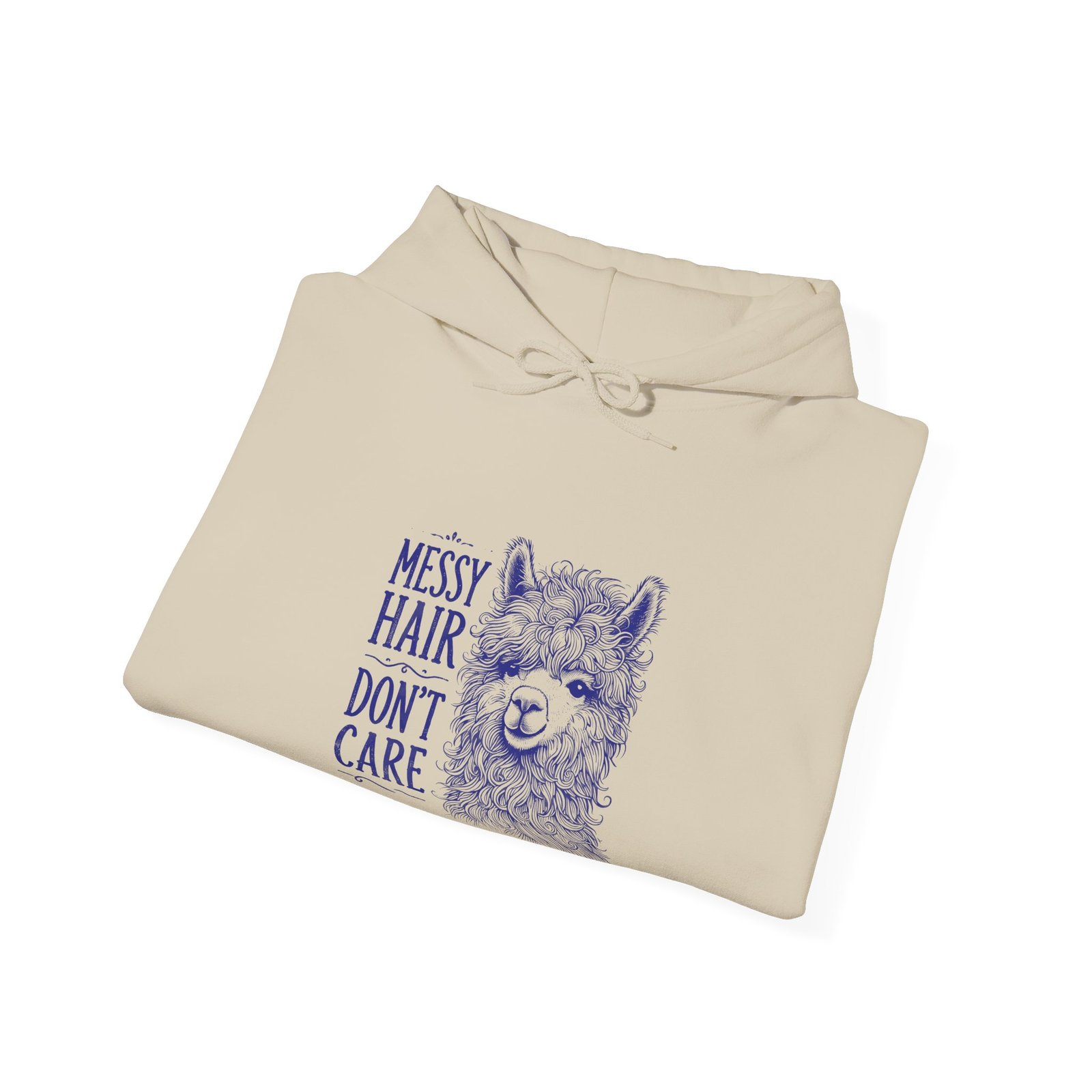 Messy Hair Don’t Care Blue Llama Face Illustration - Hoodie - Image 8
