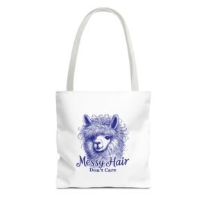 Messy Hair Don’t Care Blue Llama Funny Illustration - Tote Bag