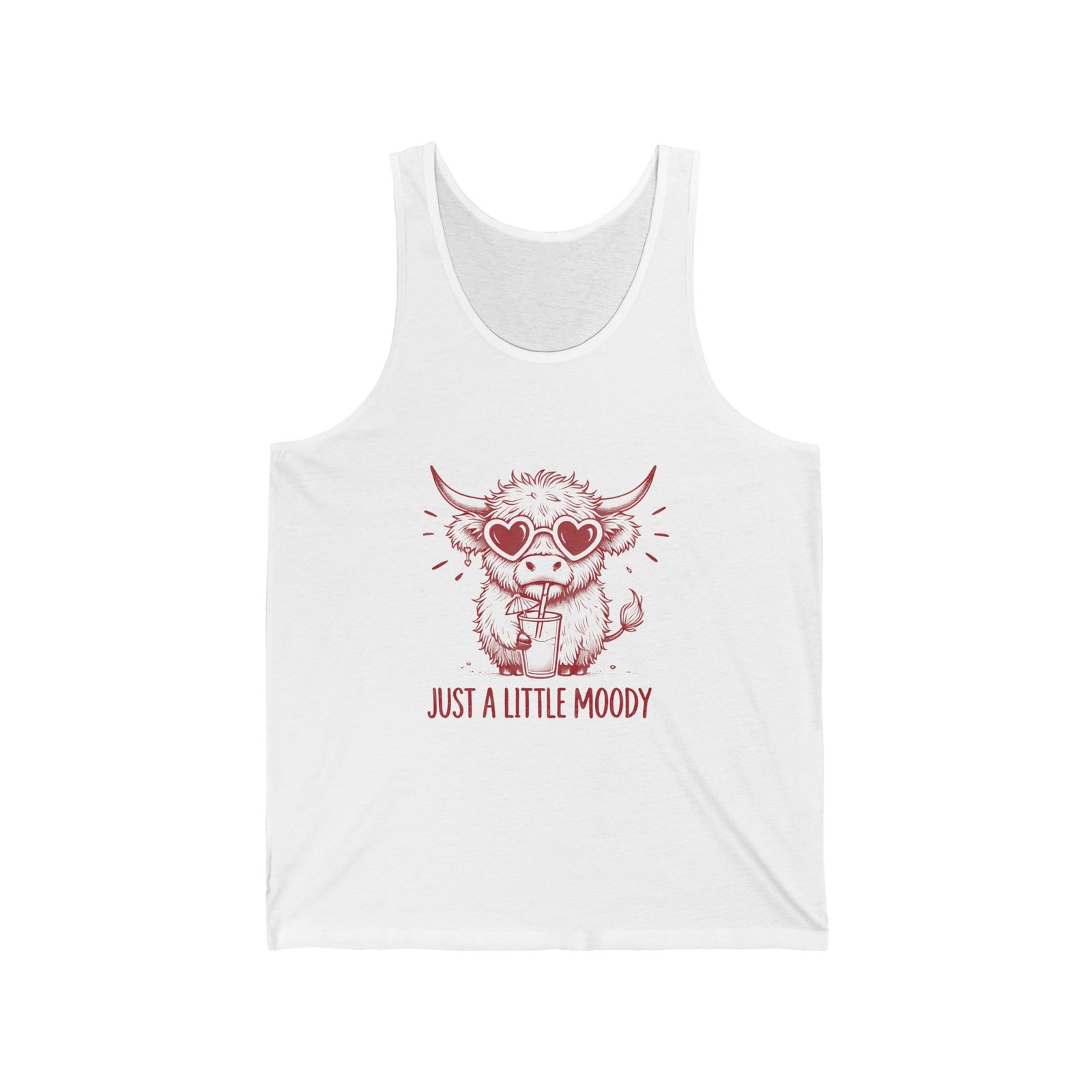 Just a Little Moody Red Cow in the Summer Illustration - Tank Top