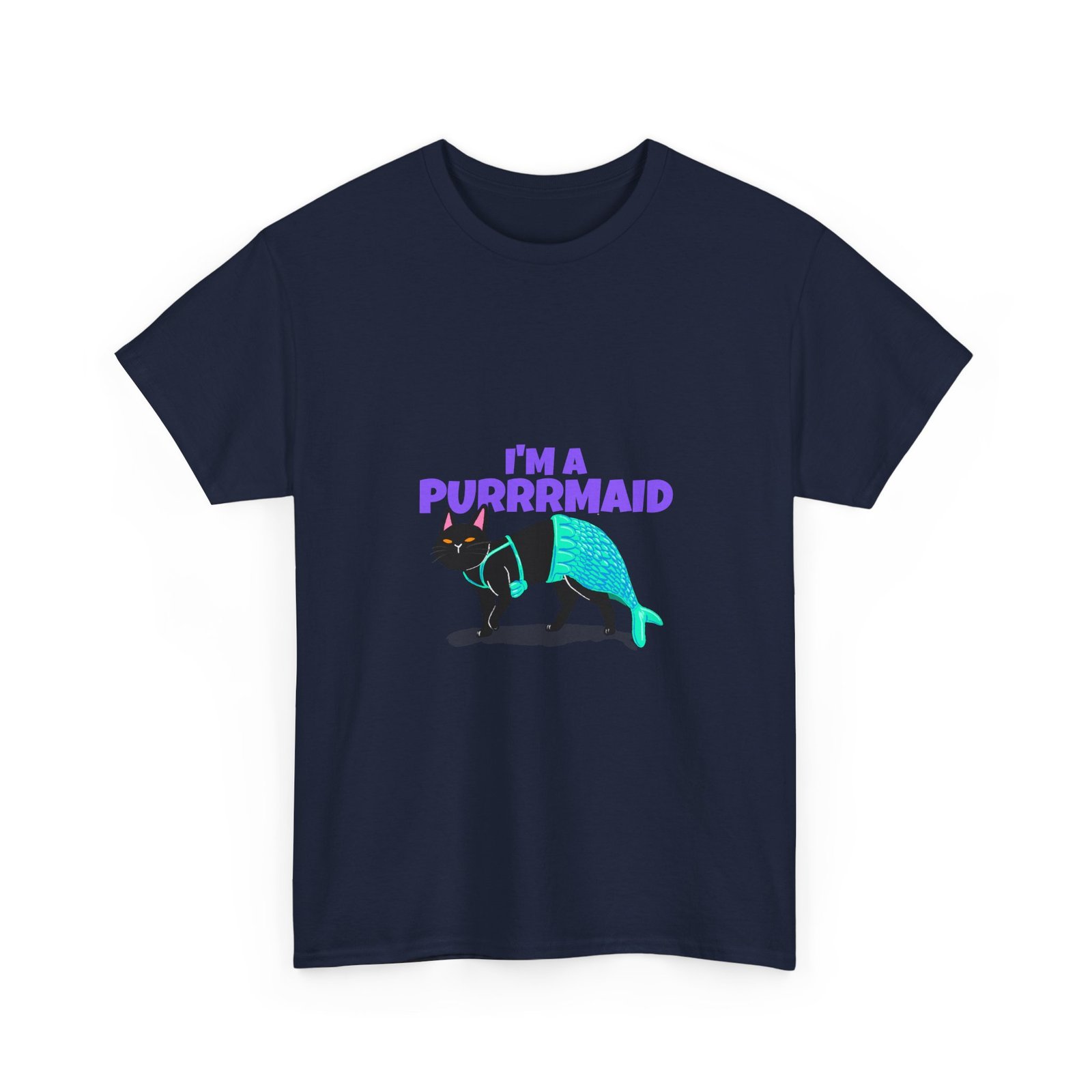 Funny Im A Purrmaid Cat Cartoon Mermaid Design - T-shirt - Image 11