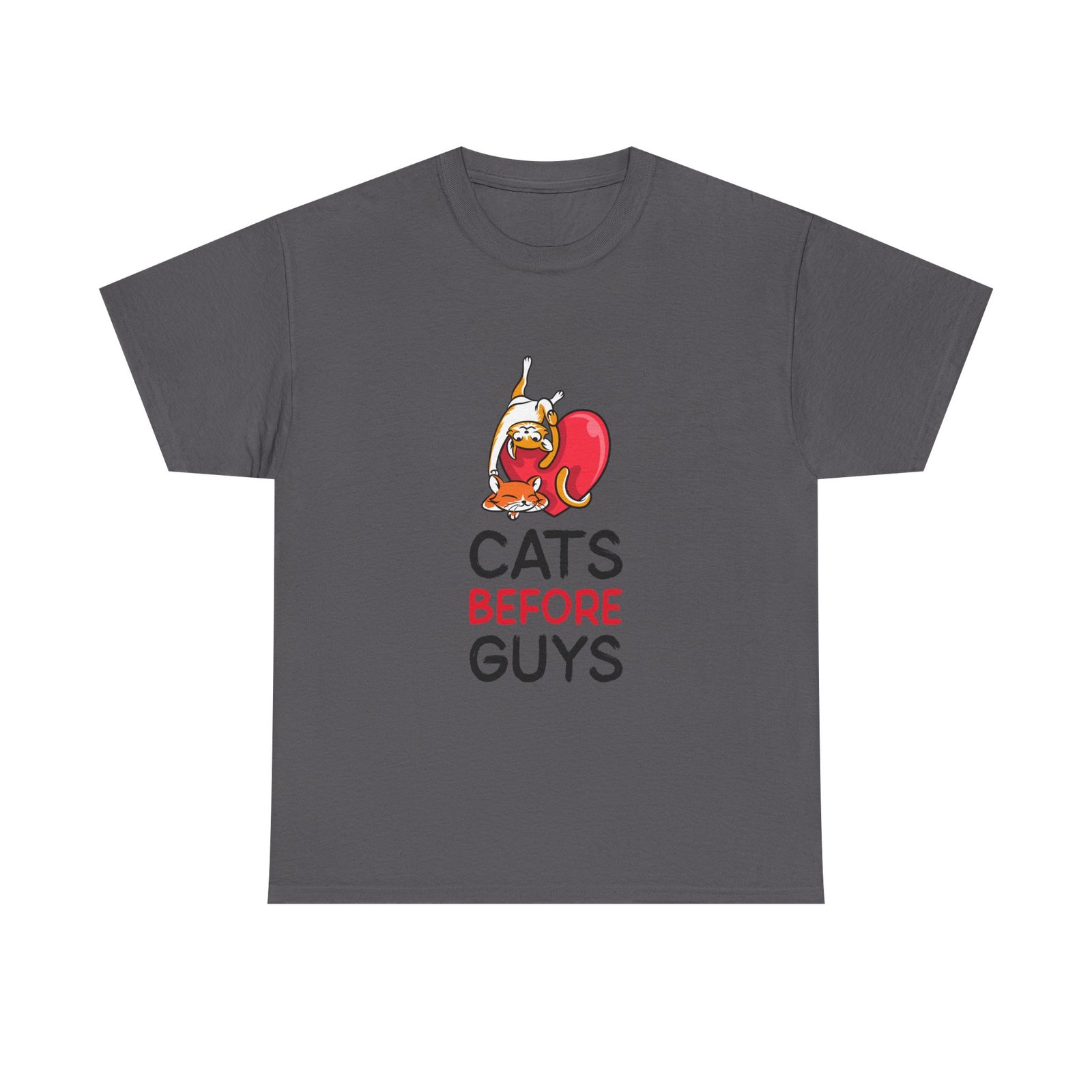 Cute Cats Before Guys Cute Typography Graphic - T-shirt - Image 5