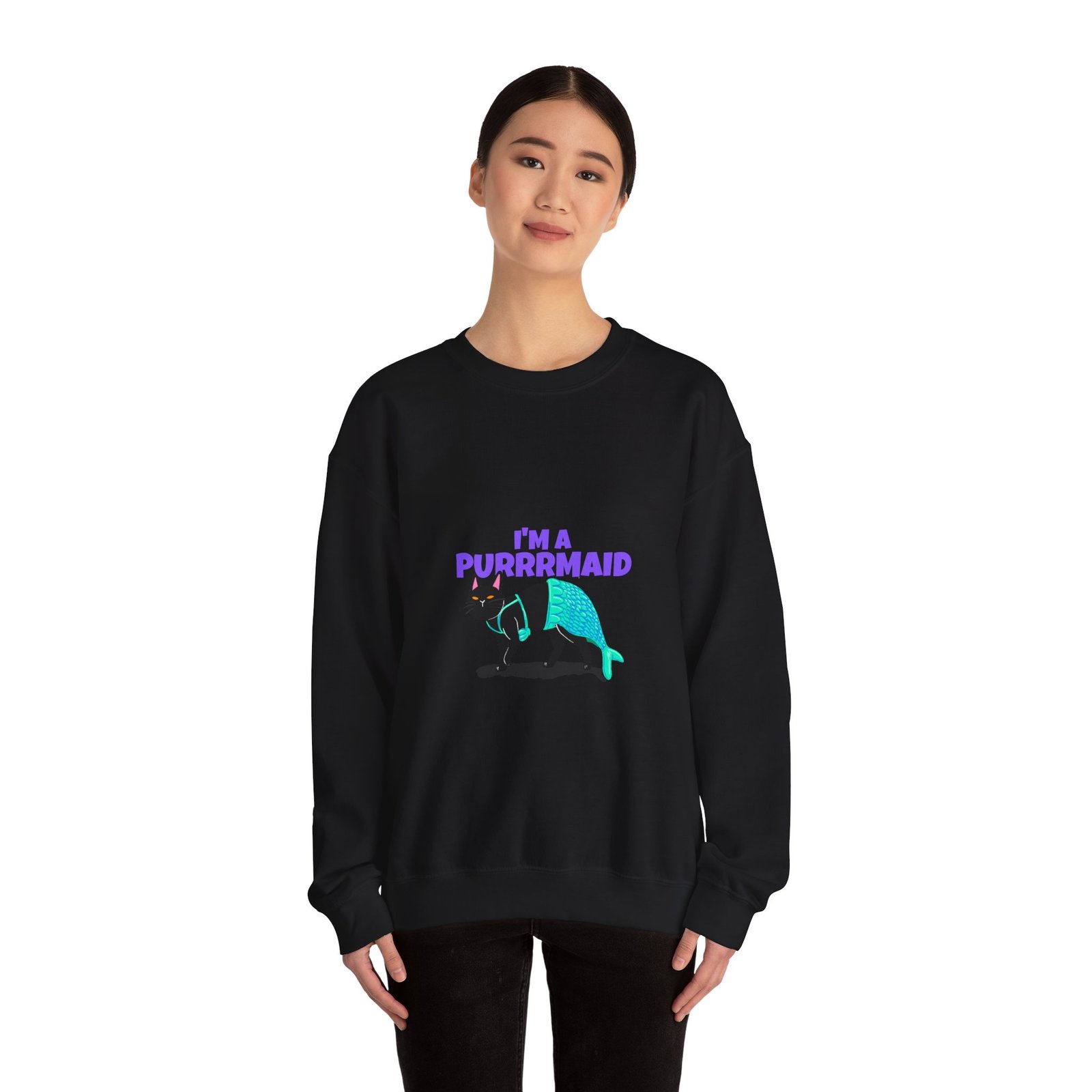 Funny Im A Purrmaid Cat Cartoon Mermaid Design - Sweatshirt - Image 4