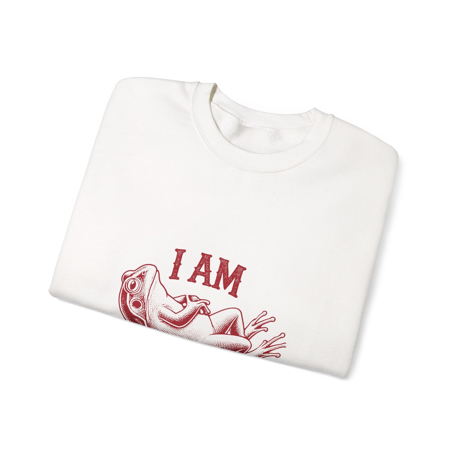 I Am What I Am Red Frog Illustration Bold Statement Design - Sweatshirt - Image 3