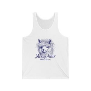 Messy Hair Don’t Care Blue Llama Funny Illustration - Tank Top