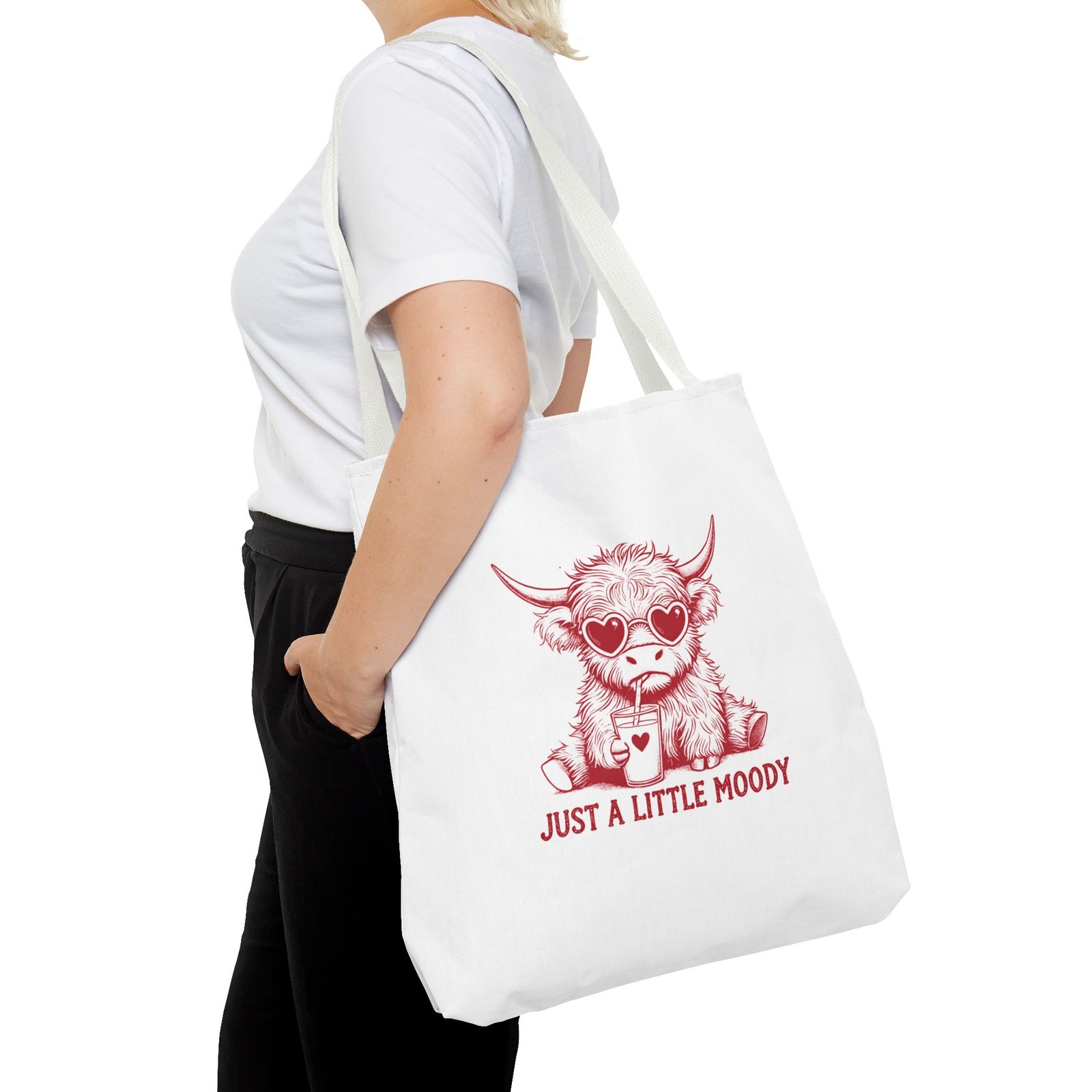 Just a Little Moody Red Cow Funny Cartoon Illustration - Tote Bag - Image 12