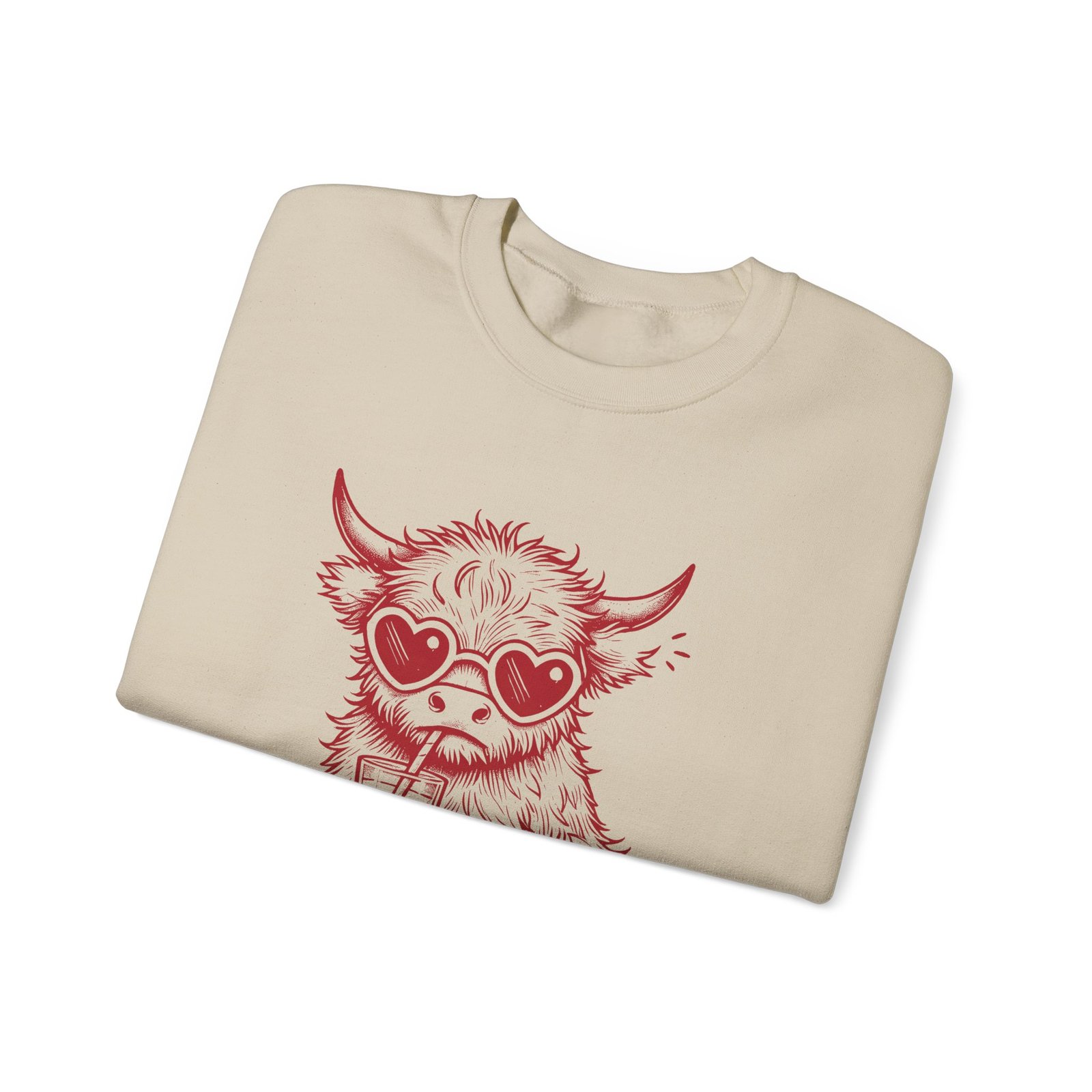 Just a Little Moody Red Cow Drinking Milk Cartoon - Sweatshirt - Image 7