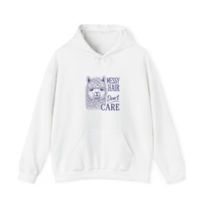 Playful Blue Llama with Messy Hair Illustration - Hoodie