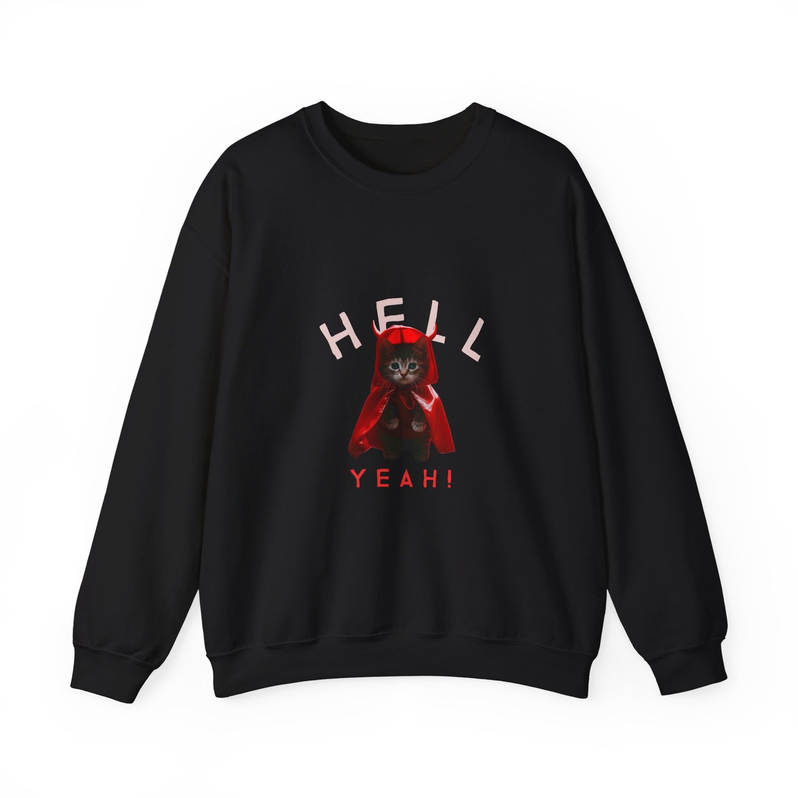 Hell Yeah! Devilish Cat with Fiery Attitude Design - Sweatshirt