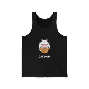 Cute Cat Mom Illustration with Cat in a Box Design - Tank Top